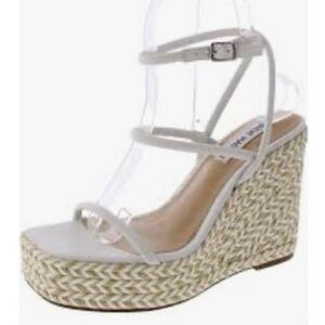 Steve Madden Cream Woven Wedge Sandals